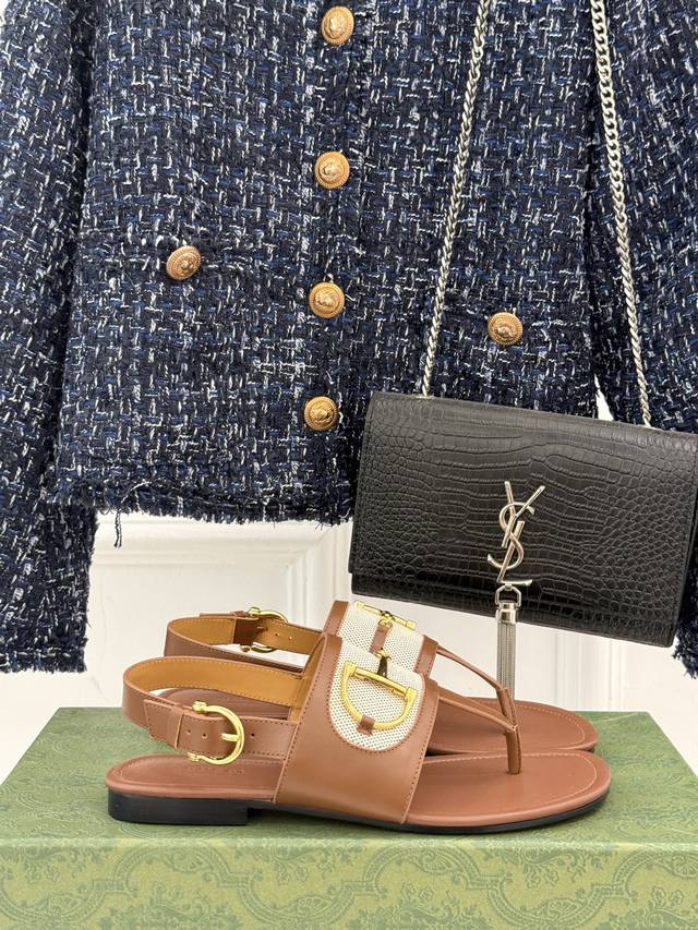 Factory Price Gucci Classic Monogram Horsebit Thong Sandals The Must-Have Summer