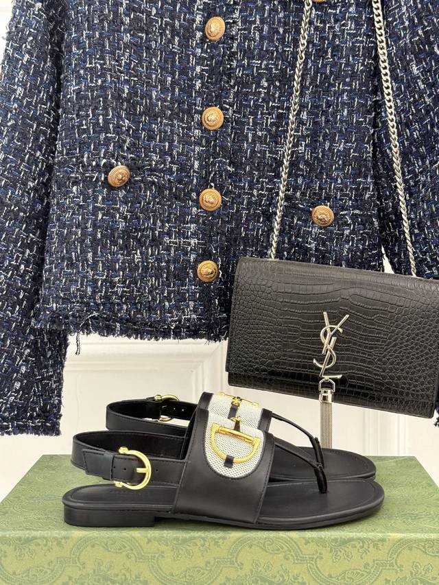 Factory Price Gucci Classic Monogram Horsebit Thong Sandals The Must-Have Item F