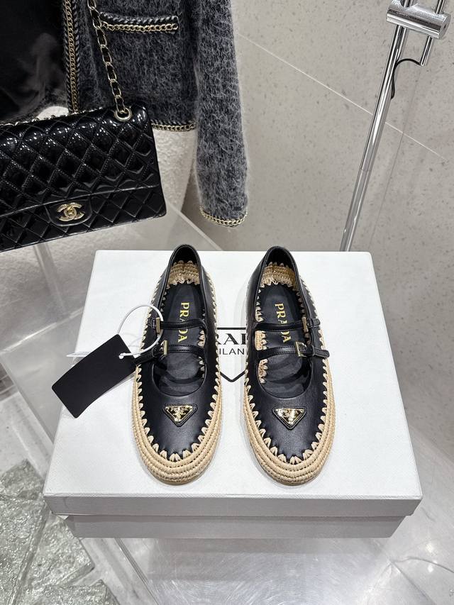 Premium Edition Prada 2025 New Classic Triangle Buckle Straw-Woven Fisherman Mar