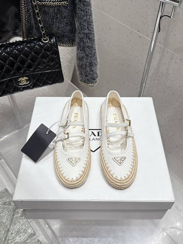 Premium Edition Prada 2025 New Classic Triangle Buckle Straw-Woven Fisherman Mar