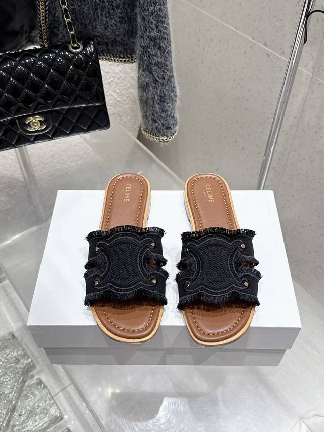 Celine Celine 2025Ss Spring/Summer New Arrival Slippers, Arc De Triomphe British