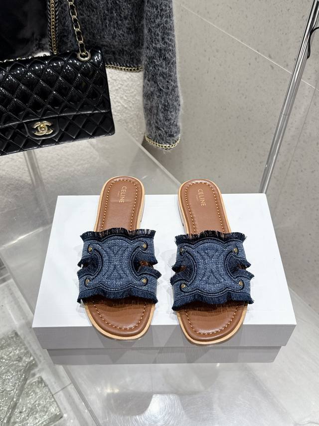 Celine 2025Ss Spring/Summer New Arrival Slippers Arc De Triomphe British Style F
