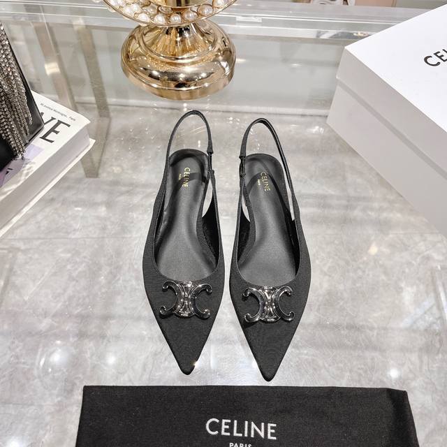 Factory-Direct Celine New Triumph Arch Kitten Heel Sandals For Women With Metal