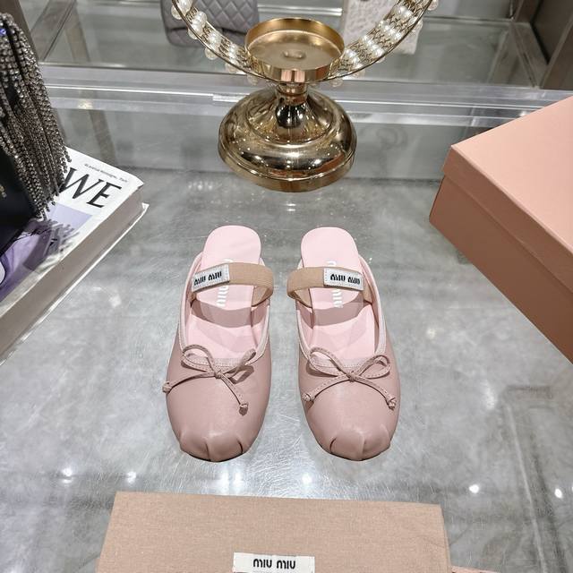 Factory-Direct Miu Miu 2025 Spring/Summer Bow-Tie Toe-Covered Slippers New Arriv