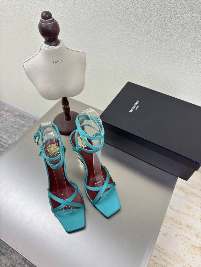 Ysl High-Heel Roman-Style Sandals, Export Classic, Yvette Saint Laurent Logo, Pe