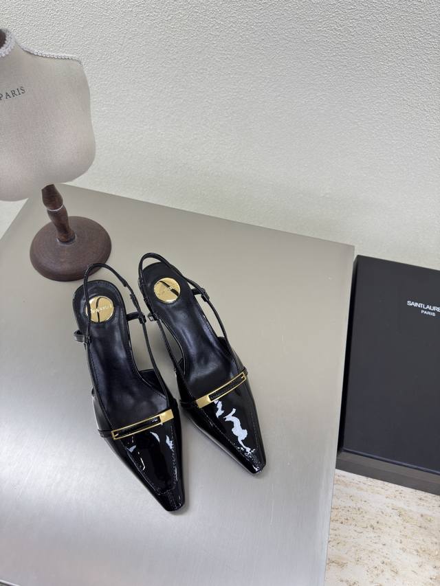 Ysl High Heels Square Buckle Logo Hardware Export Classic Yvette Saint Laurent L