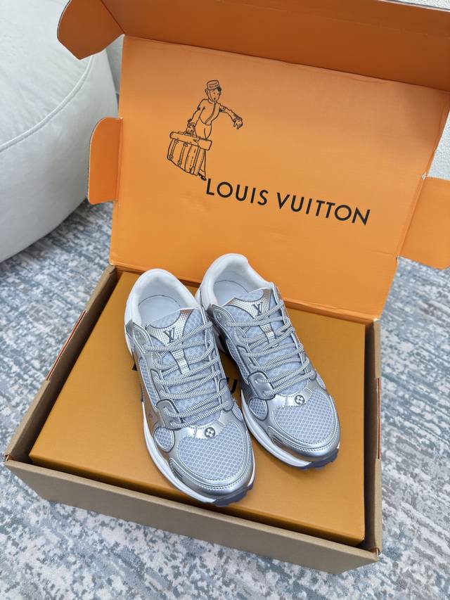 Lv Louis Vuitton L-Shaped Donkey Brand Olympia Series Men's 10 Silver Lv Louis V