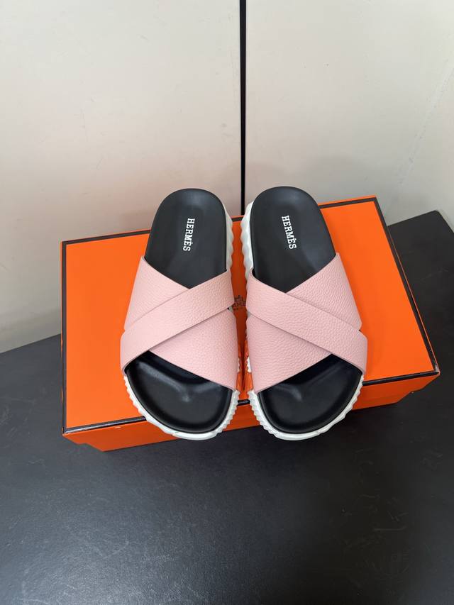 Men's Hermes Kazimir Series Cross-Strap Waterproof Platform Sandals Retro Uncle'