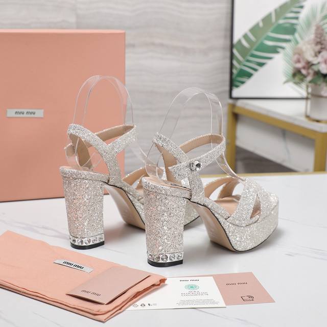 Miumiuss Latest Model, Original Mold Available Overseas, Heel Height 10Cm, Platf