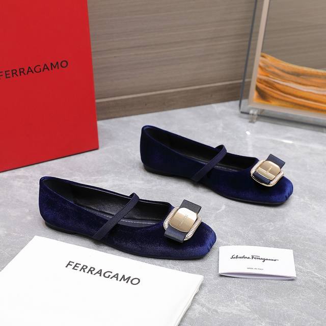 Factory P Price P Highest Version Ferragamo Spring/Summer New Butterfly Bow Low-