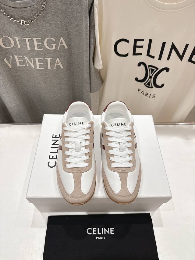 High Version Factory Release Celine* 2025 Ss New Logo Lace-Up Casual Sneakers Wh