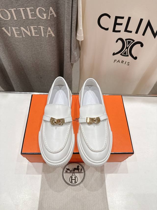 High-End Version, Men's Size +10. Herm S H-Line 25Ss New Couple's Casual Loafers