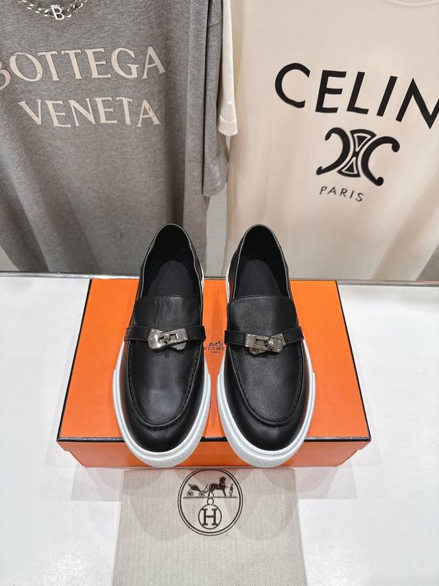 High-End Version, Men's Size +10 Herm S H-Line 25Ss New Couple's Casual Loafers