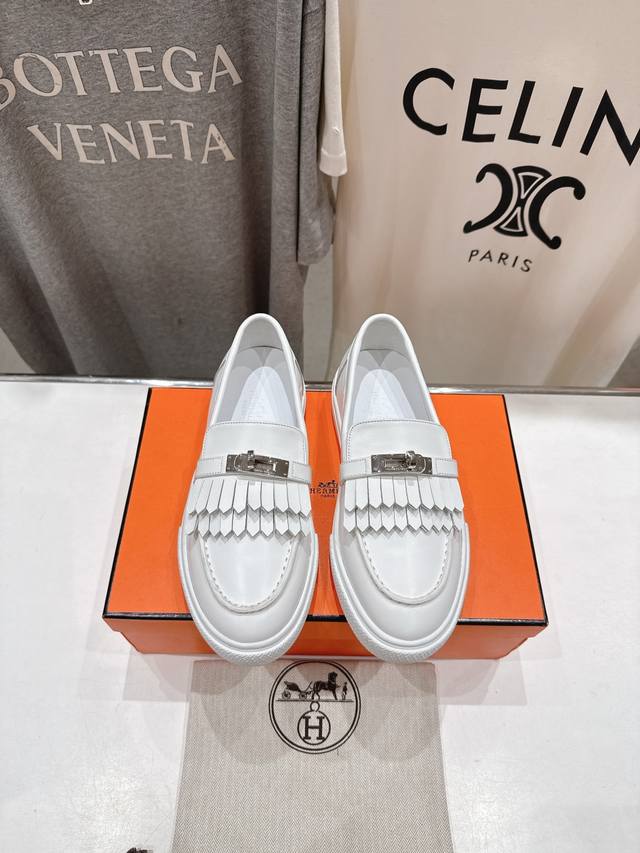 High-End Version, Factory-Direct Herm S H-Line 25Ss New Fringed Casual Loafers C