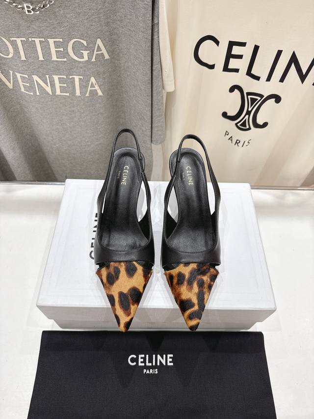 High-End Version, Celine 2025Ss Summer New Arrival Simple Pointed-Toe High-Heel