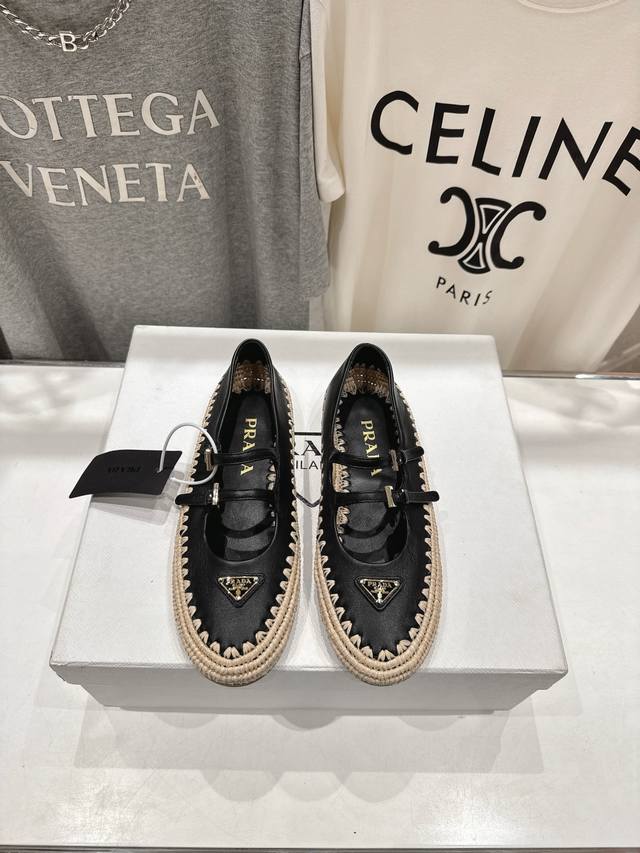 High-Version Factory Release Prada* 25Ss Spring/Summer New Arrival Woven Sole Lo