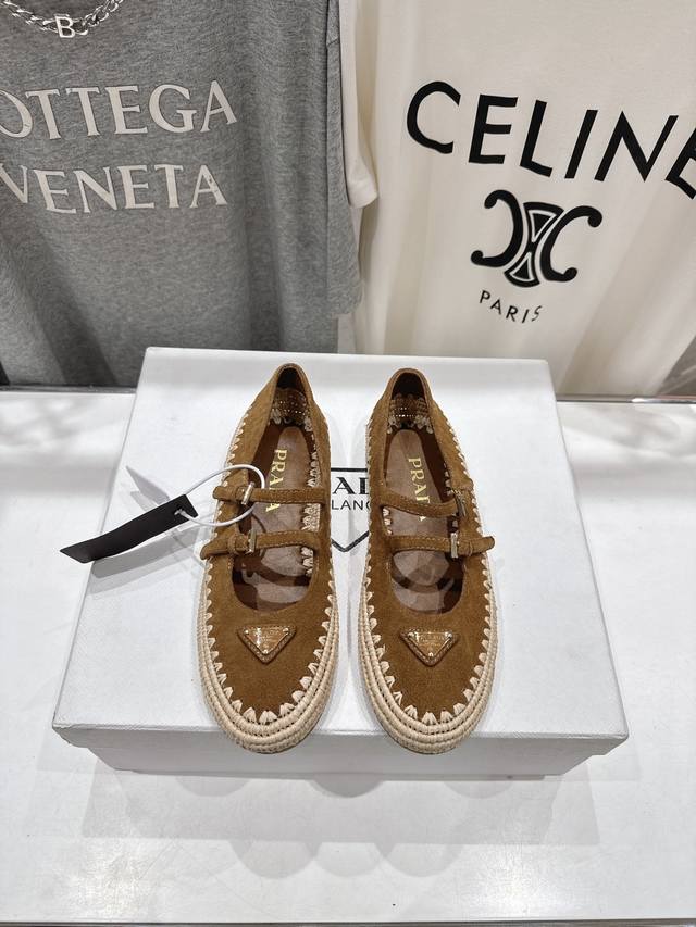 High-End Version, Prada* 25Ss Spring/Summer New Arrival Woven Sole Loafer Casual