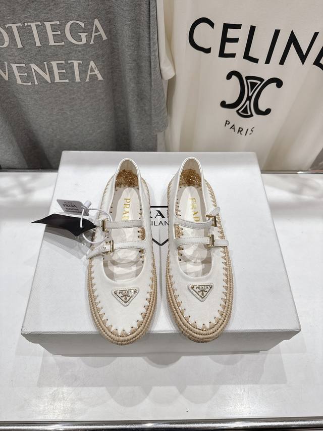 High-End Version, Prada* 25Ss Spring/Summer New Arrival Woven Sole Loafer Casual