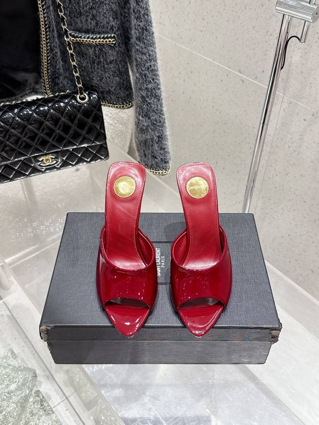 Saint Laurent Ysl New High-Heel Sandals Original Last Top-Quality Upper: Cowhide