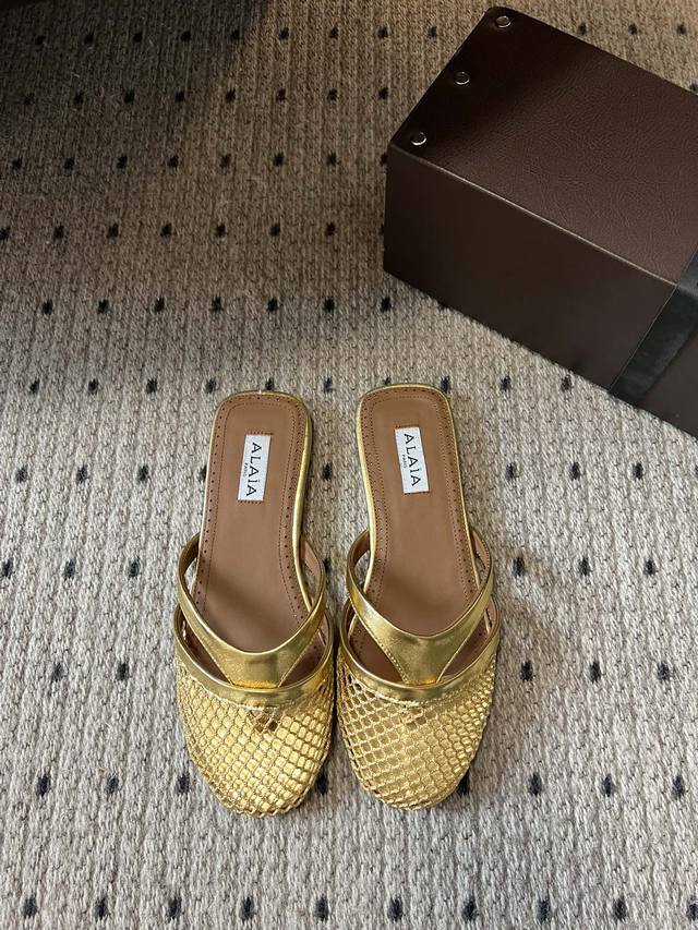 Exclusive New Arrival Alaia 25Ss Flat Toe-Post Mesh Shoes With A Half-Covered He