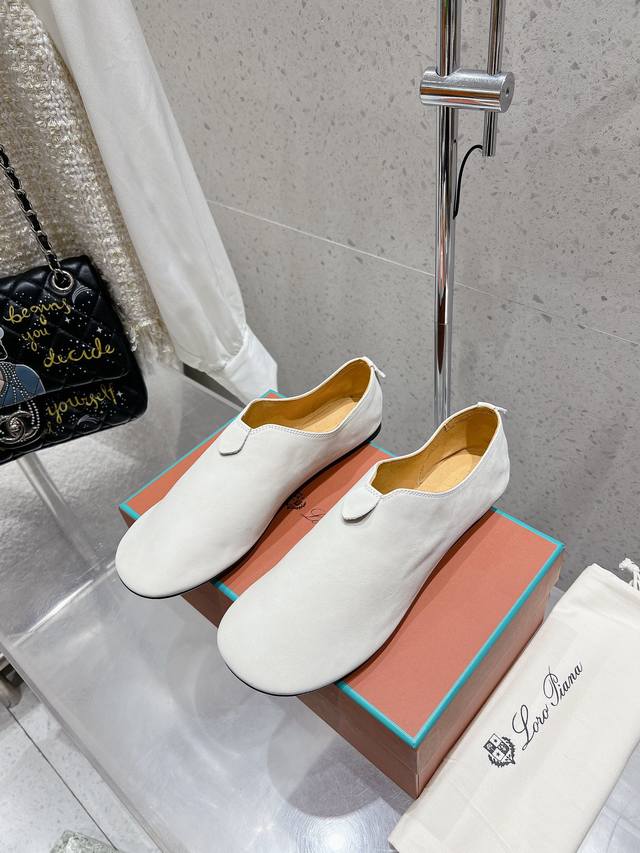 Loro Piana 25 Spring/Summer New Round-Toe Flat Loafer Casual Shoes Nuoyou Pianya