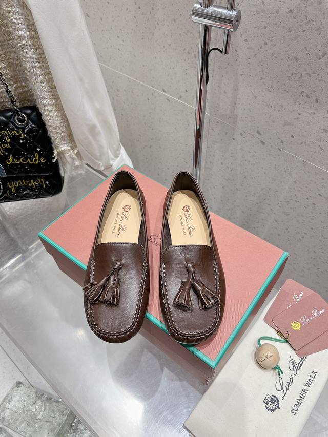 Factory-Direct Loro Piana* Lp Nuoyou Pianyaya New Fringe Bean-Shaped Loafer Slip