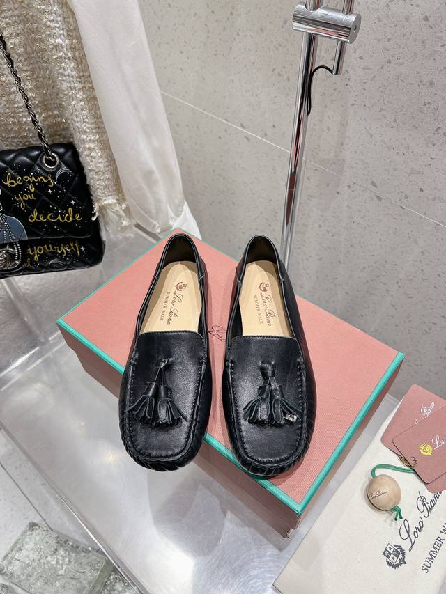 Factory Loro Piana* Lp Nuoyou Pianyaya New Fringe Bean Shoes Slip-On Loafers Sim