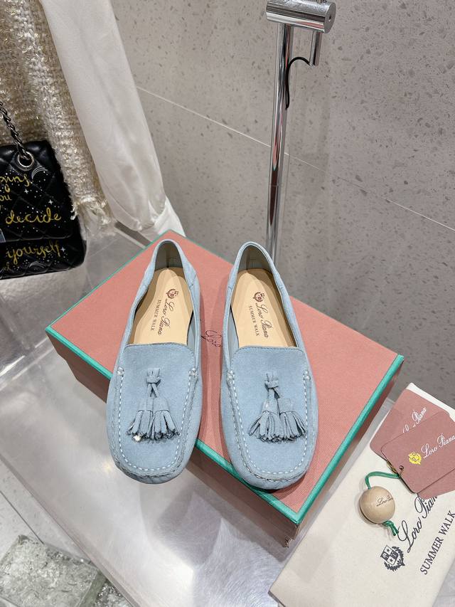 Factory Loro Piana* Lp Nuoyou Pianyaya New Fringe Bean Shoes Slip-On Loafers Sim