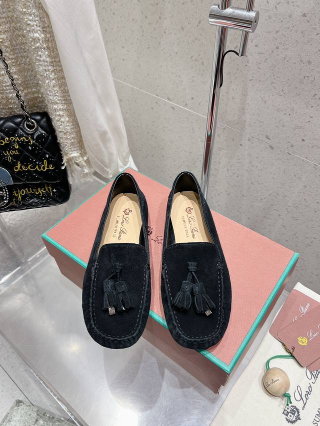 Factory-Direct Loro Piana* Lp Nuoyou Pianyaya New Fringe Bean-Shaped Loafer Slip
