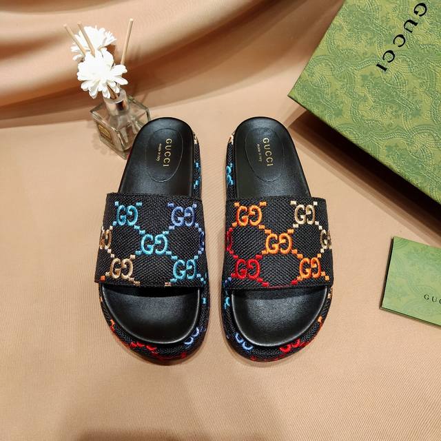 Factory Price: Gucci Classic Colorful Embroidered Waterproof Platform Thick-Sole