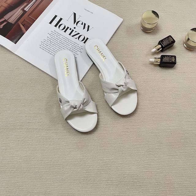 Orange Factory Price P Chanel Spring/Summer New Arrival Bow Flat Sandals Casual