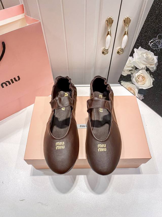 Orange Factory Price P Miu Miu Spring/Summer New Arrival Round-Toe Flat Ballet S