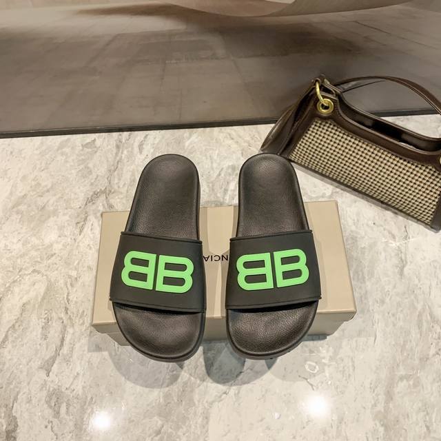 Factory: Balenciaga Double B Buckle Couple's Slippers, Genuine Leather Version.