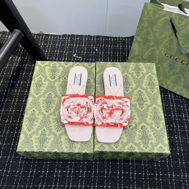 Orange Factory Price P Gucci Spring/Summer New Arrival Fringe Flat Sandals Casua