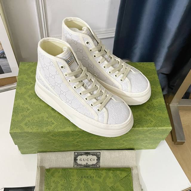 Orange Factory Price P Gucci Classic Embroidered Gg High-Top Vintage-Print Thick