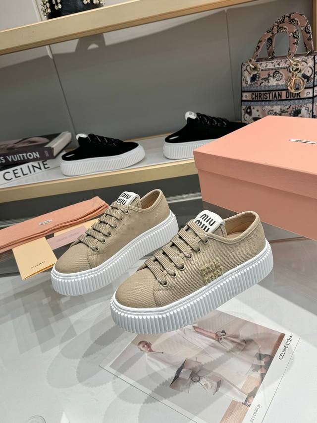 Orange Factory Price P Miu Miu Latest Model Thick-Soled Cookie Shoes Casual Shoe