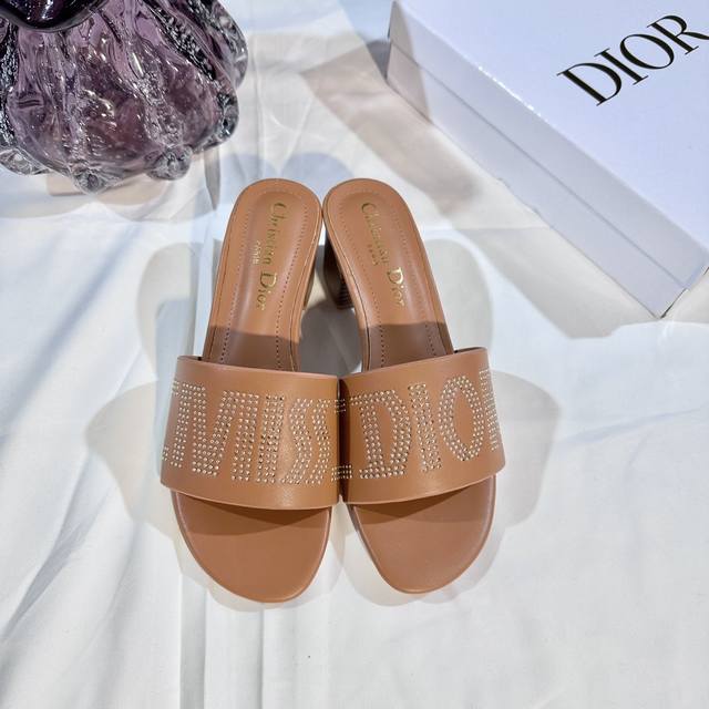 Factory: Dior 2025 New Colorway Space Pearl Chunky Heel Sandals, Strappy Sandals