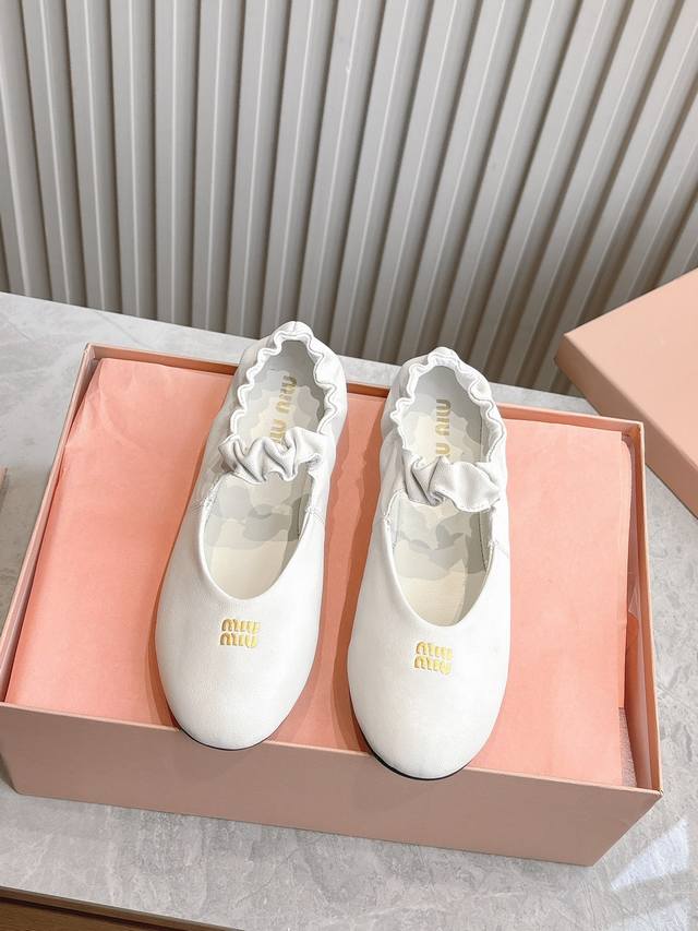 Orange Factory Price P Miu Miu Spring/Summer New Arrival Round-Toe Flat Ballet S