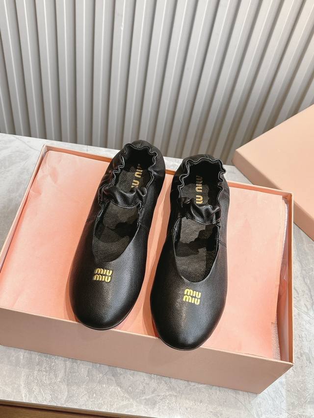 Orange Factory Price P Miu Miu Spring/Summer New Arrival Round-Toe Flat Ballet S