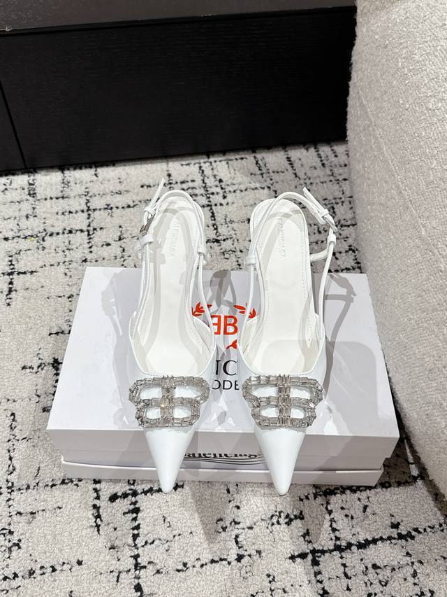 Orange Factory Price P Balenciaga Parisian New Arrival Crystal-Studded Bb Buckle