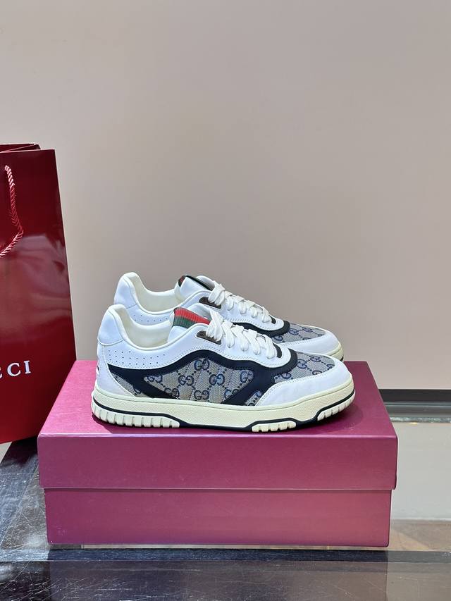gucc*Gucci Re-Web Series Couple's Leather Sneakers With Webbing As The First