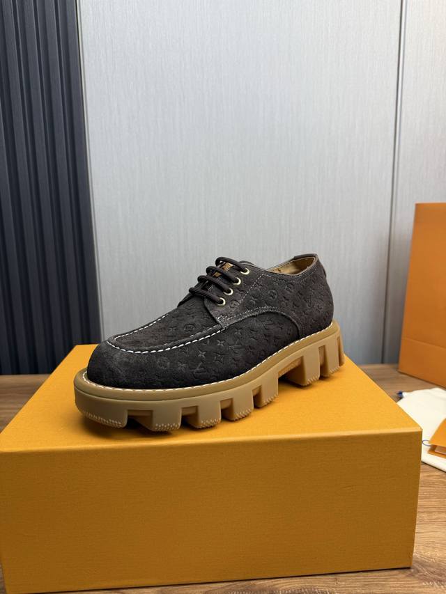 Factory P Price Lv. Men's Casual Thick-Soled Leather Shoes Original Mold Uppers