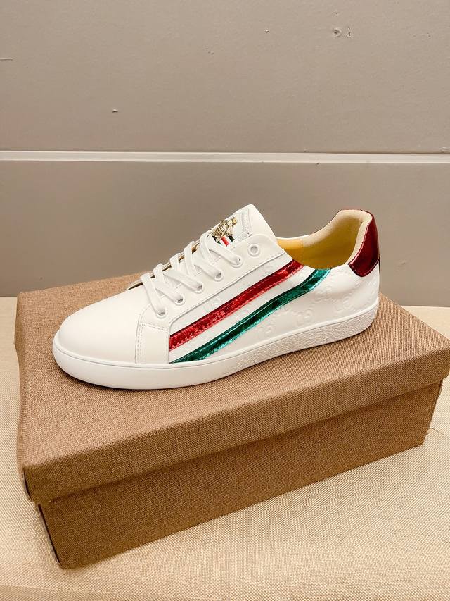Real Brand Gucci Official New White Shoes Uppers With Soft Calfskin, Comfortable