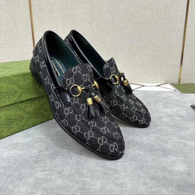 g's New Product Gucc* Jordaan Series Men's Horsebit Tassel Loafers, Official