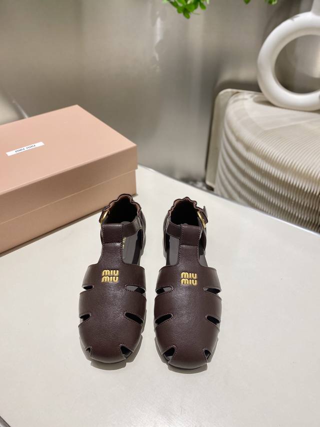 Factory Miu Miu 2025 Early Spring And Summer Closed Toe Roman Sandals Official S