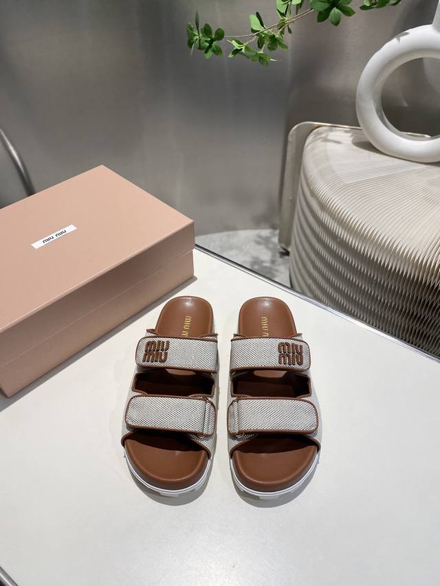 Factory Price P Miumiu2025 Early Spring Chanel Style Flat Slippers Original Plat