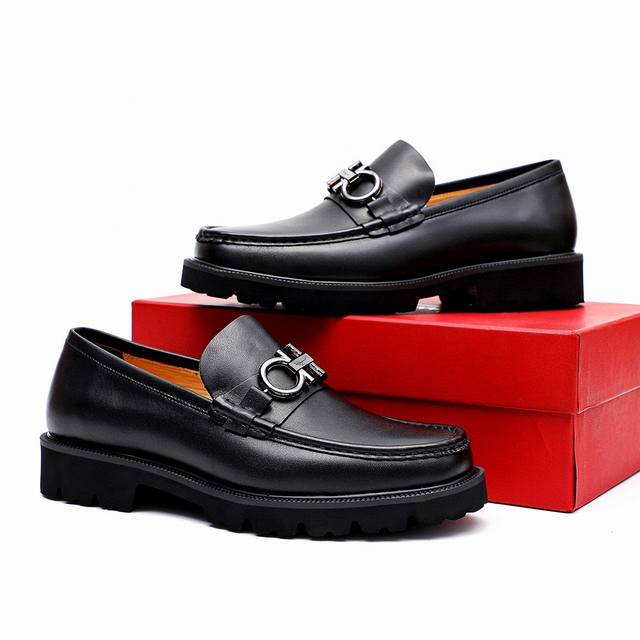 Counter Quality Top Purchasing Ferragamo Hot-Selling Men's Formal Leather Shoes