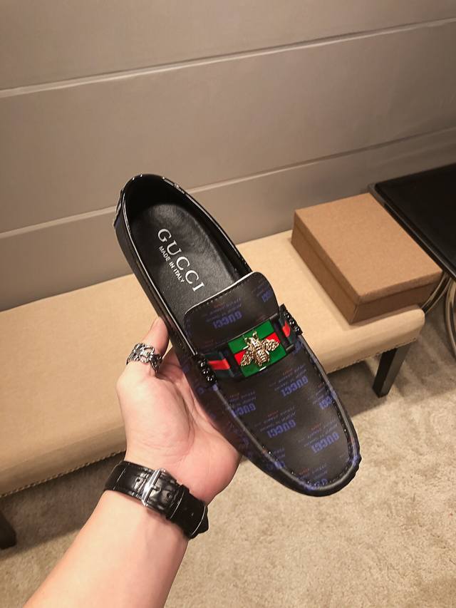 Real Price Brand Gucci Official Synchronized Moccasins Four Seasons Trendy Shoes