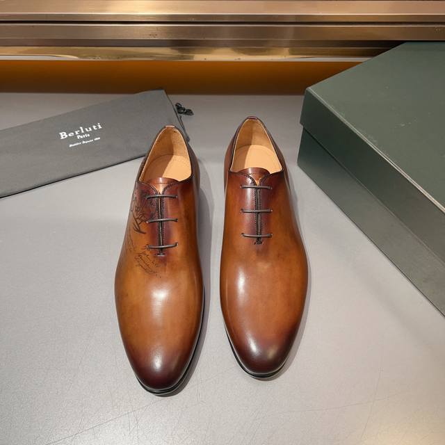 berluti High-End Boutique Hand-Painted Imported Cowhide Original Italian Leat