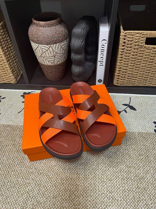 Yuan Long-Term Stock Hermes Men's Kazimir Slippers - Top Quality Braided Calfski